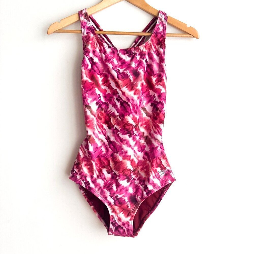 Speedo Pink White Tie Dye One Piece Swimsuit New 6 - Picture 4 of 8